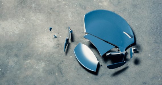 Broken blue ceramic plate, illustrating designing cloud architecture for failure