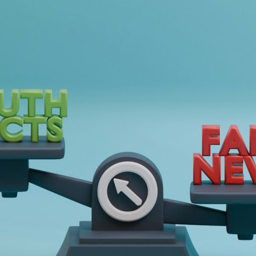 Balance scale weighing facts against fake news, illustrating cloud computing fact or fiction