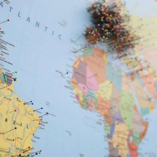 A map of the world with pins on it, illustrating the global cloud computing scorecard