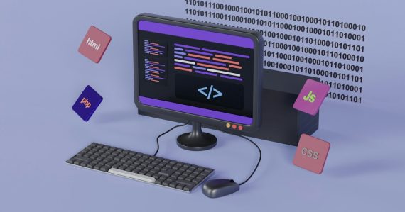 A computer with a keyboard and mouse, illustrating a cloud computing simulator from researchers