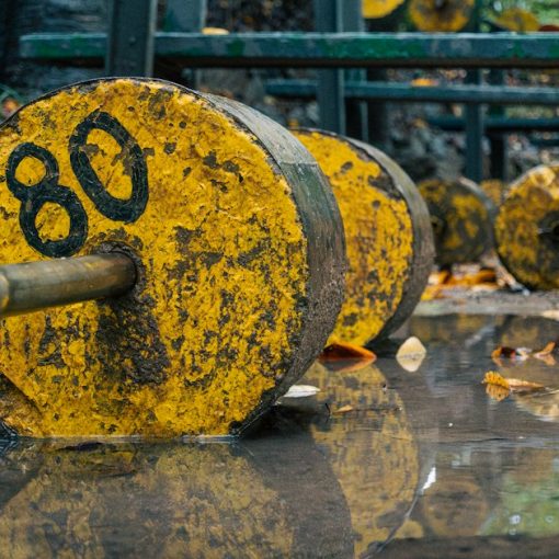 Yellow weight plates with number 80 in water, illustrating what is holding cloud computing back