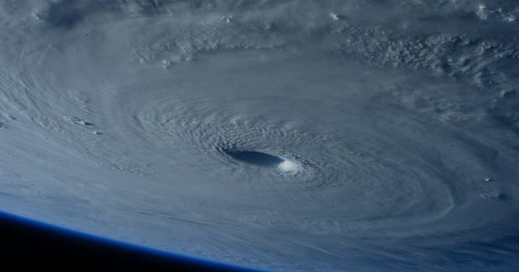 Hurricane seen from space, illustrating how cloud investments paid off after Hurricane Sandy