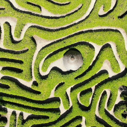 Green and white maze illustration, illustrating cloud computing legal issues in Europe
