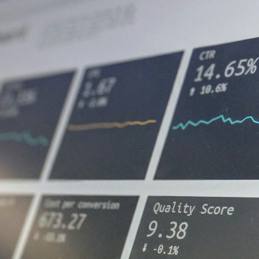 Turned on monitoring screen, illustrating management technologies and cloud promises