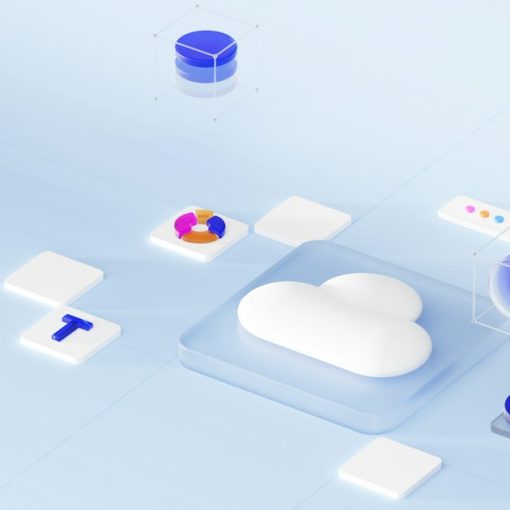 A white cloud icon on a glass square with floating data charts, illustrating IDC's cloud market forecast