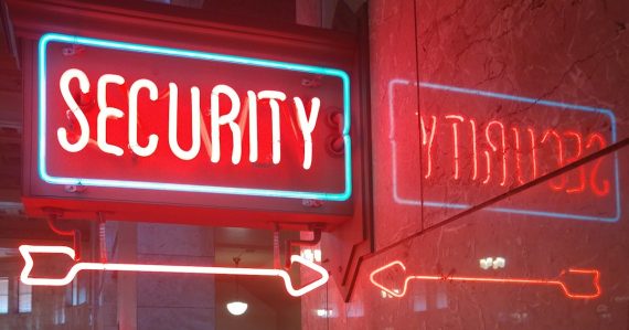 A red security sign and a blue security sign, illustrating security lessons for the cloud