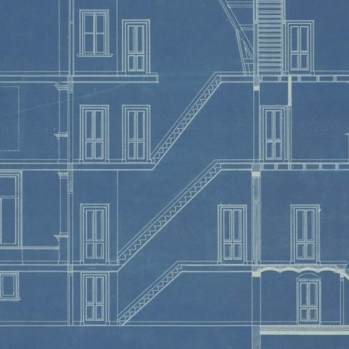 Architectural blueprint of a multi-story building, illustrating a structured approach to cloud security