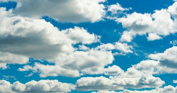 White clouds in the sky, illustrating trademarking the term cloud