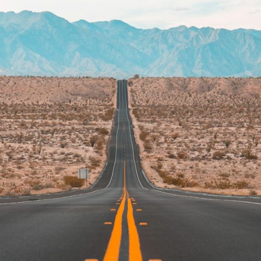 Long exposure photography of a concrete road on open land, illustrating desktop virtualization rollouts