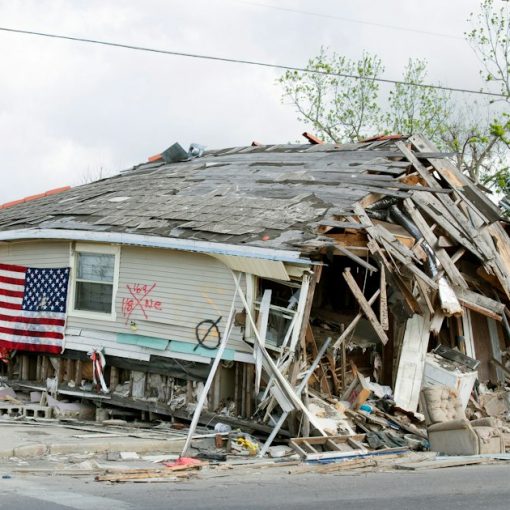Barber shop in New Orleans damaged by Hurricane Katrina, illustrating cloud as a disaster recovery strategy