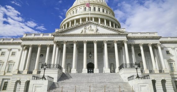 The United States Capitol building against a blue sky, illustrating federal cloud security standards