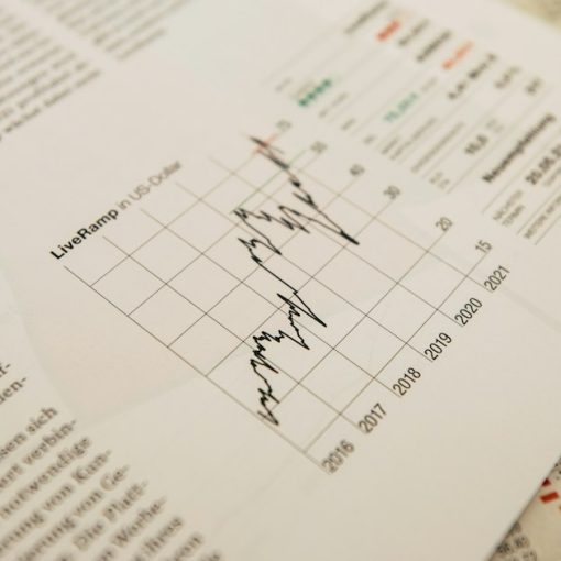 Financial newspaper with stock chart, illustrating finance directors and cloud computing