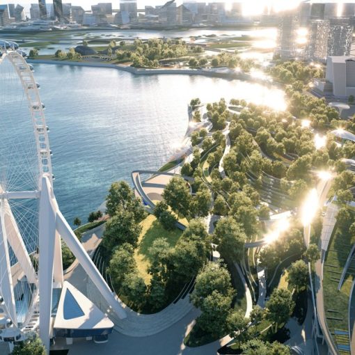 An artist's rendering of a ferris wheel in a city, illustrating the future of VoIP