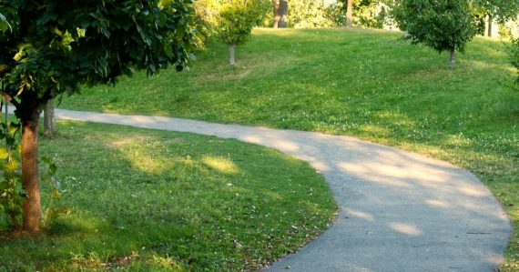 A path in a park, illustrating hybrid clouds as a path to cloud nirvana