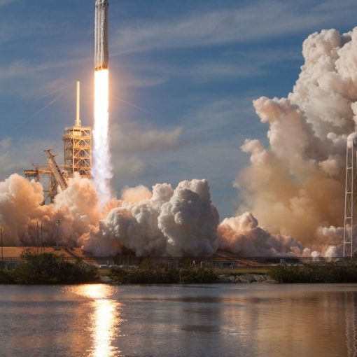 Gray spacecraft taking off during daytime, illustrating meshIP launching new services