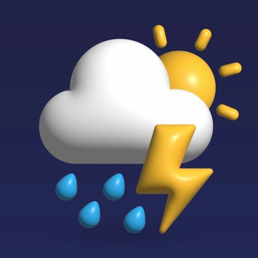 A cloud with lightning and rain coming out of it, illustrating Microsoft's cloud computing predictions