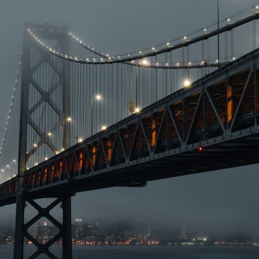 The Bay Bridge in thick fog in San Francisco, illustrating overcoming doubts about cloud computing