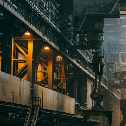 Interior of a large industrial factory, illustrating moving plant data outside the plant