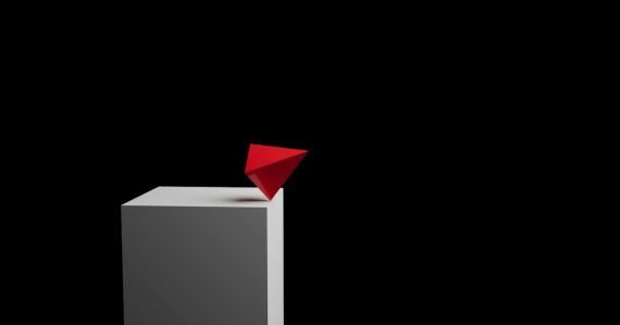 Red polyhedron balancing on the edge of a white block, illustrating pros and cons of the cloud