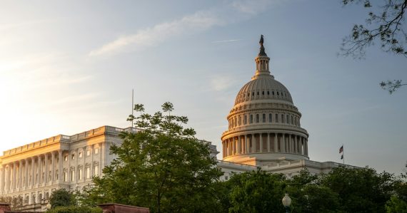 The United States Capitol building at golden hour, illustrating the public sector falling behind on cloud adoption
