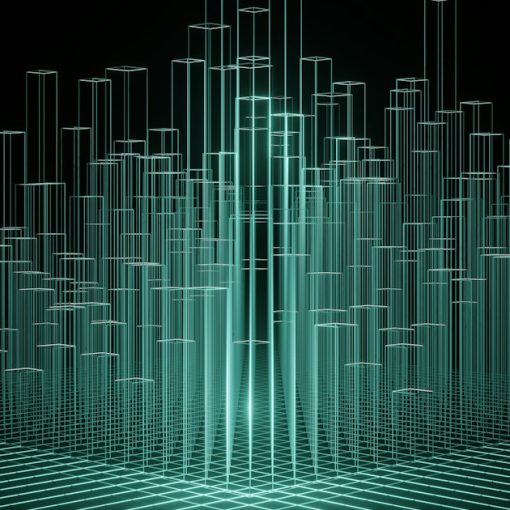An abstract image of a city made up of lines, illustrating a smarter world through cloud computing