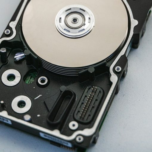 Silver and black hard disk drive, illustrating SMB data protection and backup