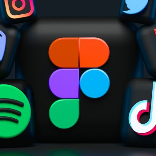 Social media and streaming app icons around a Figma logo, illustrating social media and desktop virtualization for SMBs