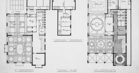 Architectural blueprint for a cafe restaurant, illustrating unified communications virtualization reports