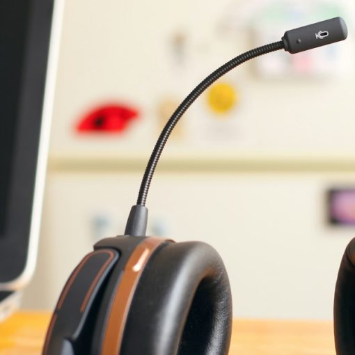 Black and brown headset near laptop computer, illustrating virtual call centers in the cloud