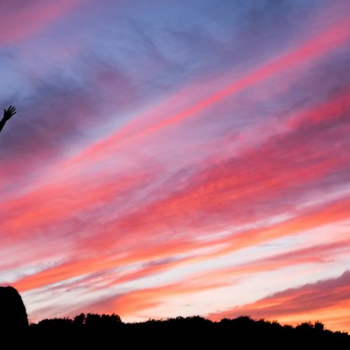 Silhouette of man standing on high ground under red and blue skies, illustrating making virtual desktop projects succeed