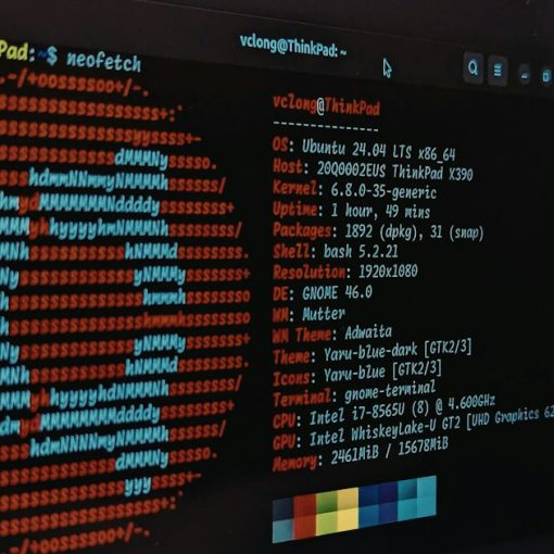 A computer screen displaying system information in a terminal window, illustrating virtual machines improving cloud security